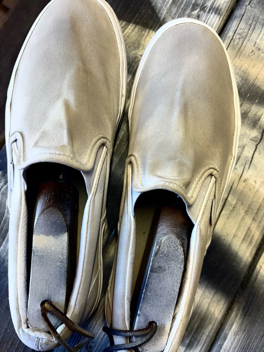 Vans slip on sneakers in cream & tan #skateboarding #slipons size Men 10